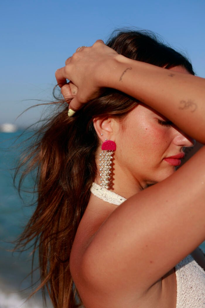 Pendientes Medusa fucsia